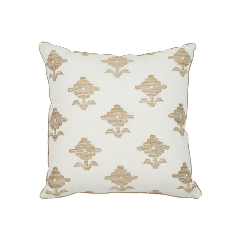 Schumacher SO7416003 Rubia Embroidery 16" Pillow in Ivory
