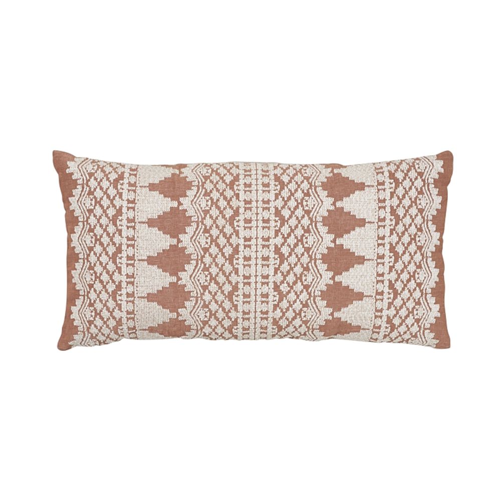 Schumacher SO7547018 Wentworth Embroidery Pillow in Rust