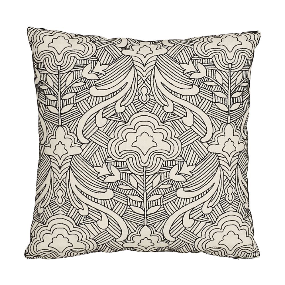 Schumacher SO7616204 Hendrix Embroidery 18" Pillow in Black