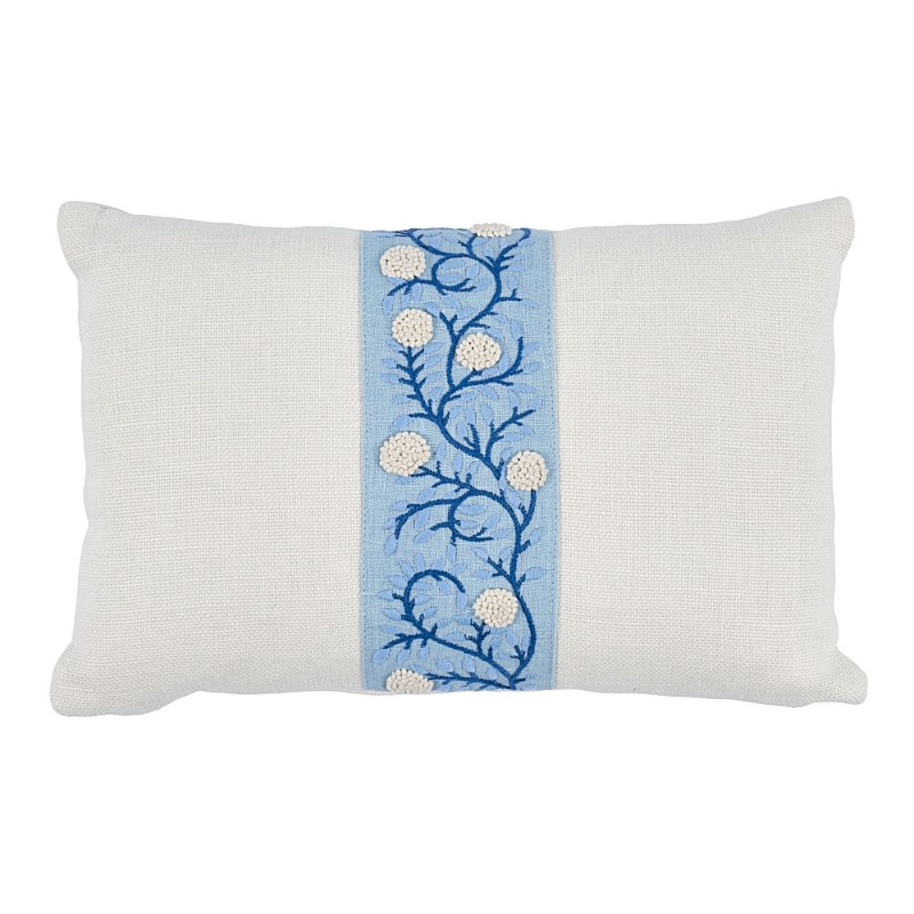 Schumacher SO7629411 Ashoka Pillow in Ivory & Blue