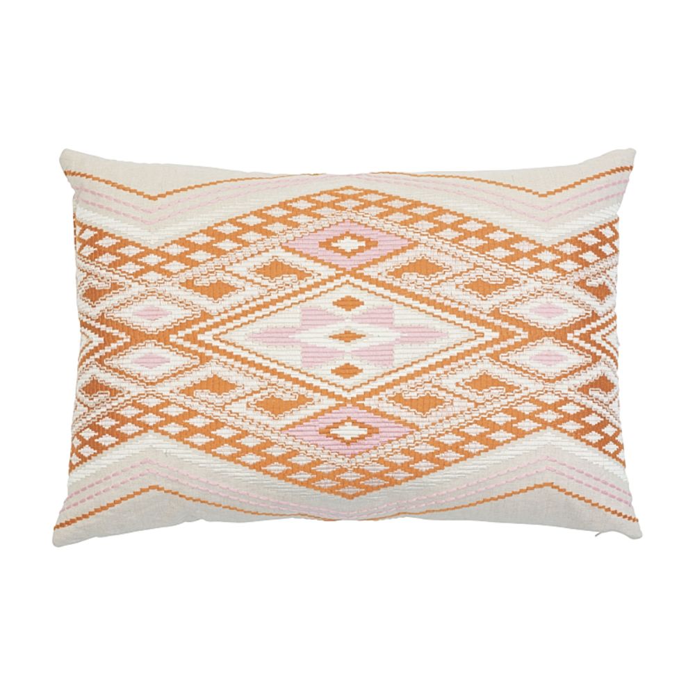Schumacher SO7815120 Bayeta Embroidery Pillow in Pink & Orange