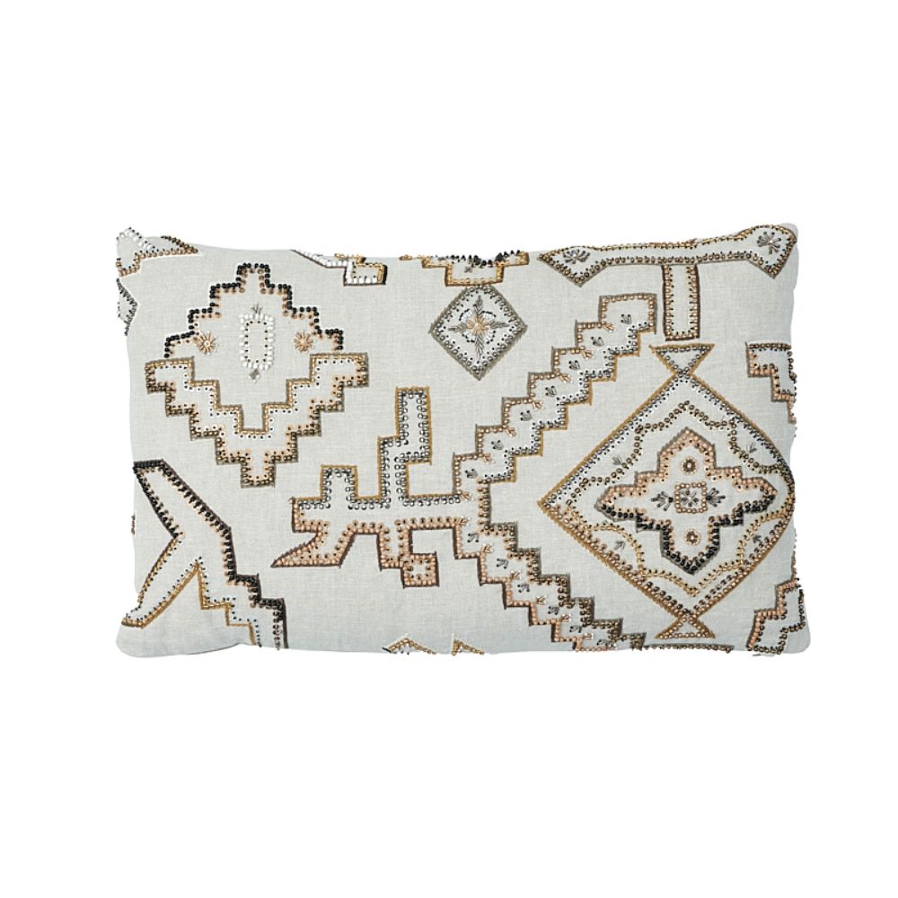 Schumacher SO7838017 Ezma Embroidery Pillow in Neutral