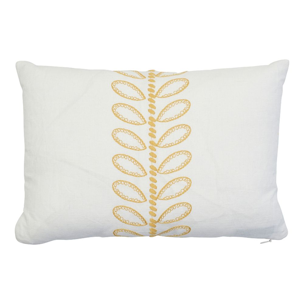 Schumacher SO7874011 Camile Embroidery Pillow in Yellow