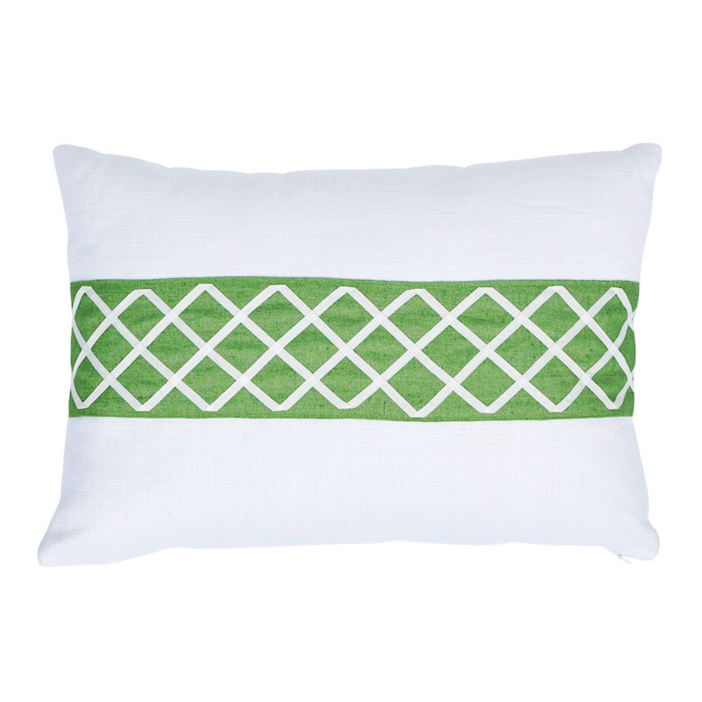 Schumacher SO7944015 Zella Pillow in Green & White