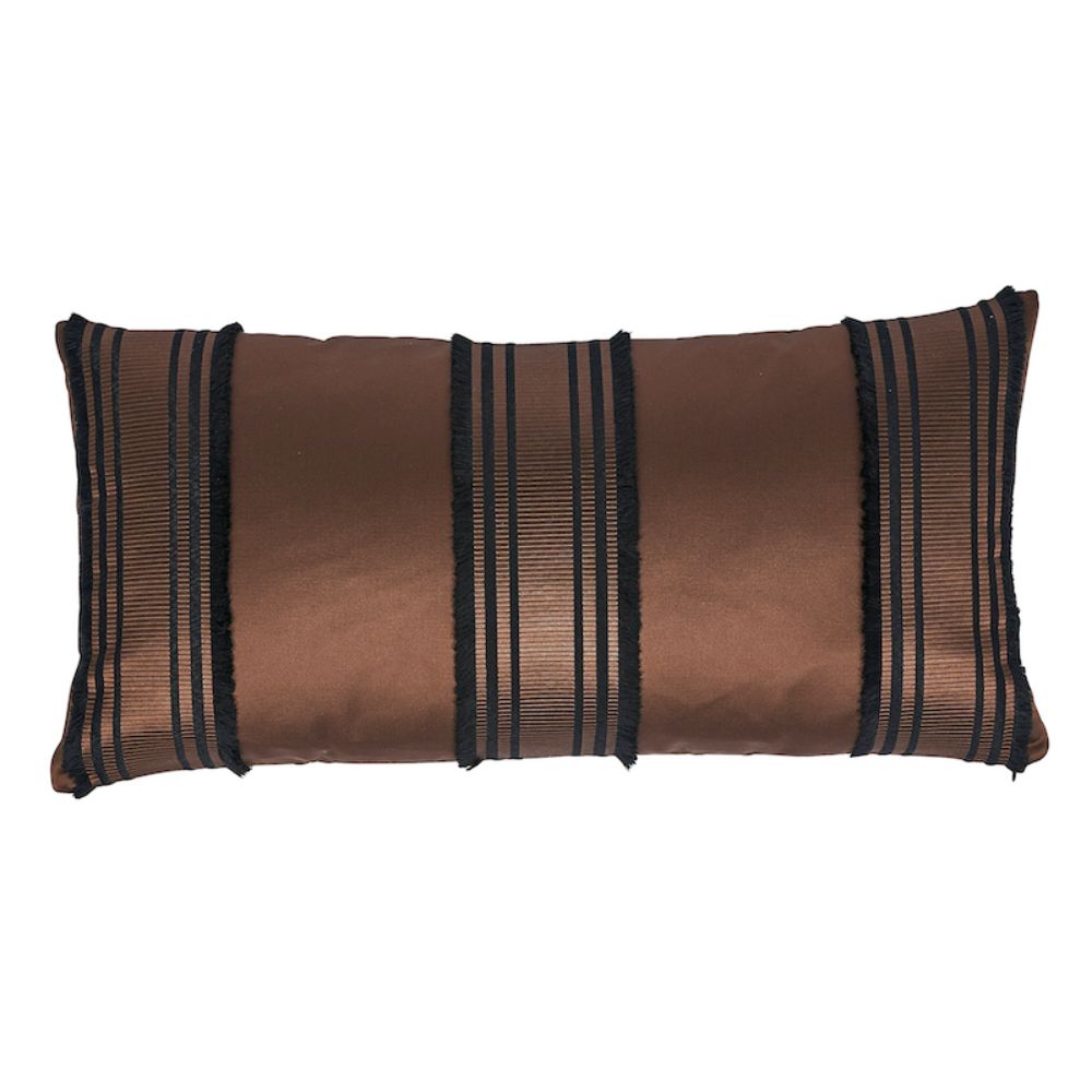 Schumacher SO7945118 Senza Satin Stripe Pillow in Brown