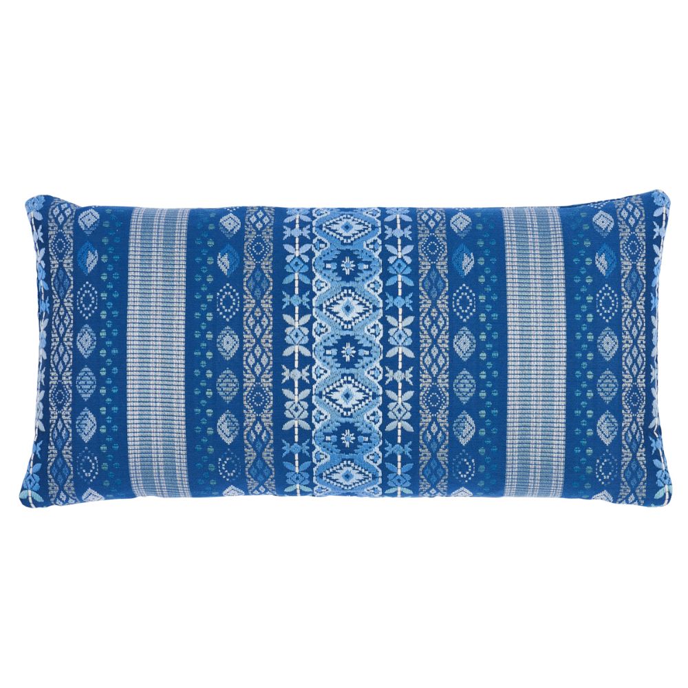 Schumacher SO7968018 Cosima Embroidery Pillow Pillows & Accessories in Blue Multi