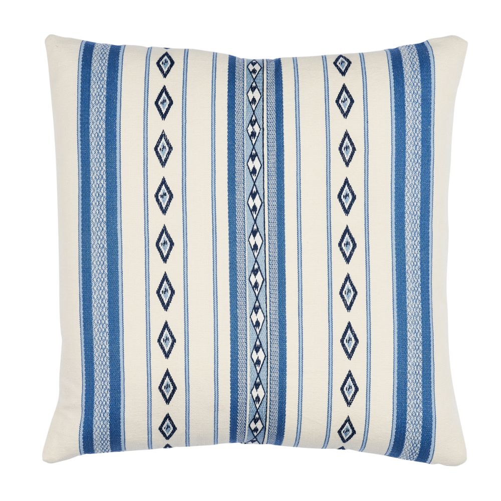 Schumacher SO8027104 Dakota Stripe 18" Pillow Pillows & Accessories in Blue