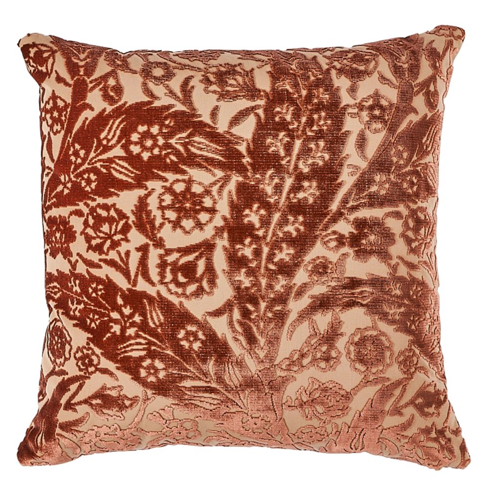 Schumacher SO8078105 Saz Paisley Velvet 20" Pillow Pillows & Accessories in Terracotta