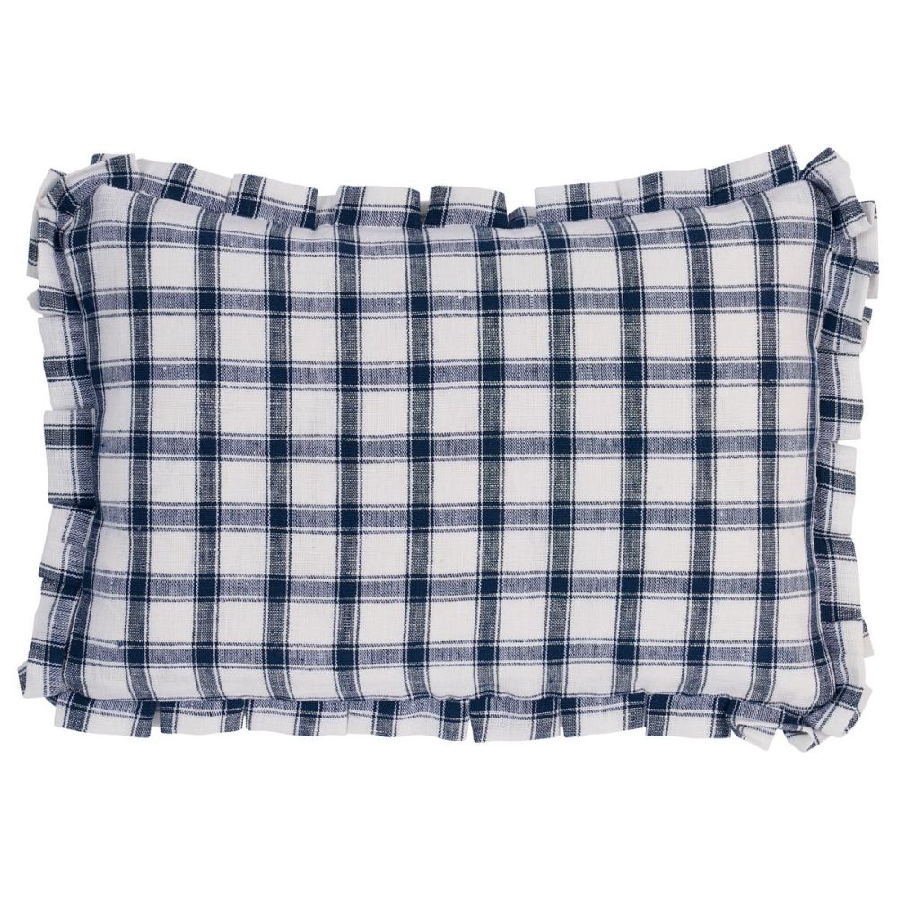 Schumacher SO8145113 Homecoming By Williamsburg Crawford Check Pillow Pillows & Accessories in Indigo