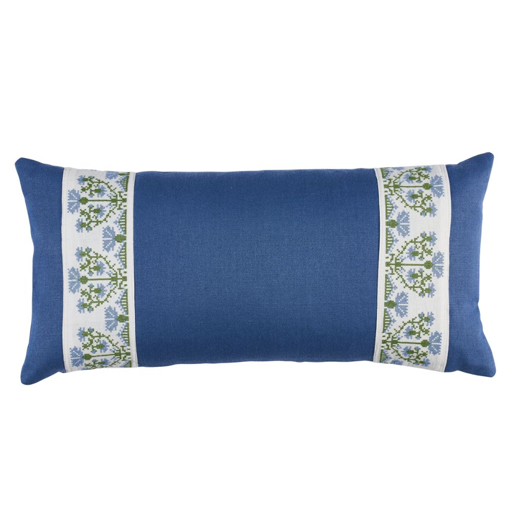 Schumacher SO8166118 Custis Embroidery Pillow Pillows & Accessories in Chesapeake