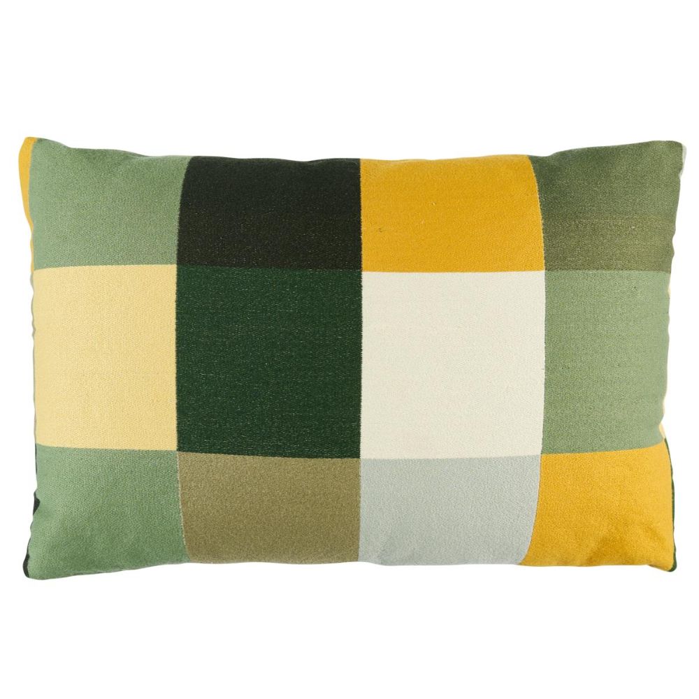 Schumacher SO8183215 David Kaihoi Embroidered Tile Pillow Pillows & Accessories in Green
