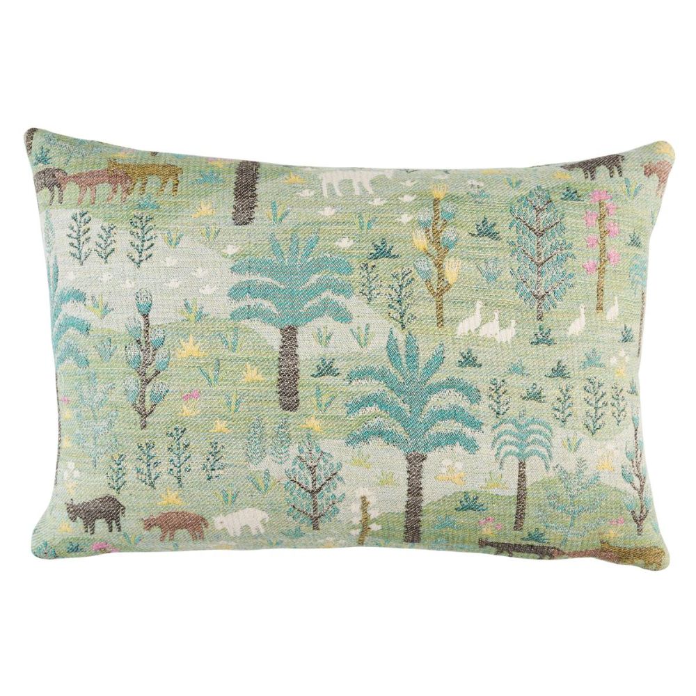 Schumacher SO8196015 Uncommon Threads Las Colinas Scenic Tapestry Pillow Pillows & Accessories in Green