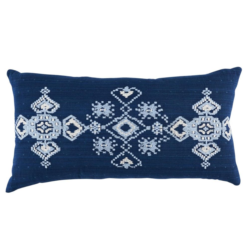 Schumacher SO8207018 Bohemia Nadira Embroidery Pillow Pillows & Accessories in Indigo