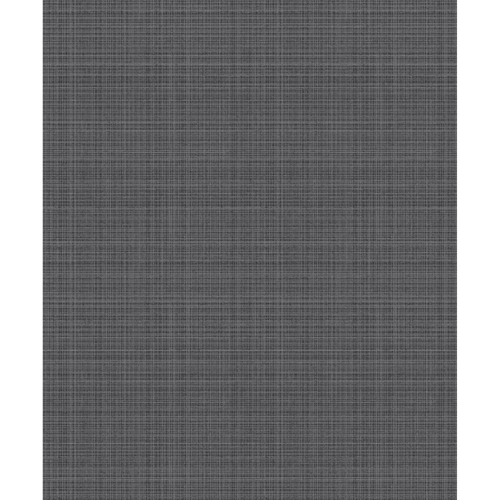 Etten Gallerie by Seabrook Wallpaper 2231908 Crosshatch Linen in Metallic Coal