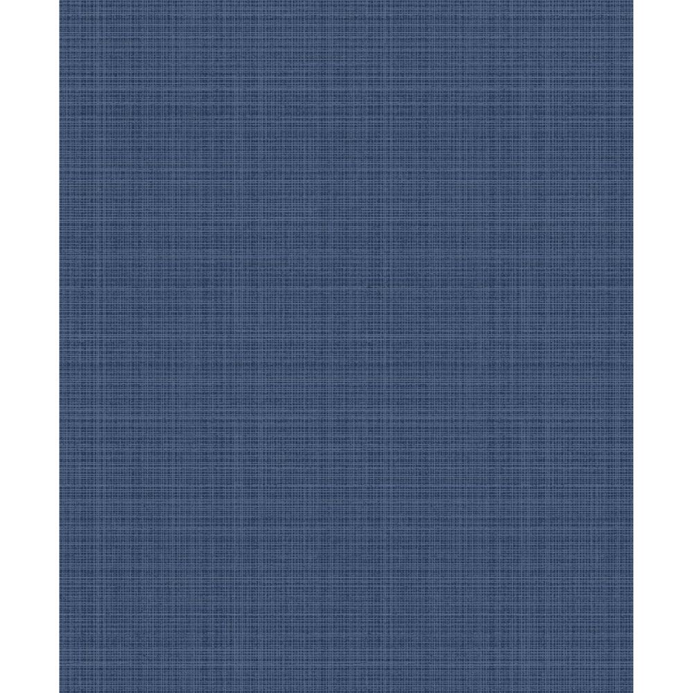 Etten Gallerie by Seabrook Wallpaper 2231922 Crosshatch Linen in Metallic Storm Blue