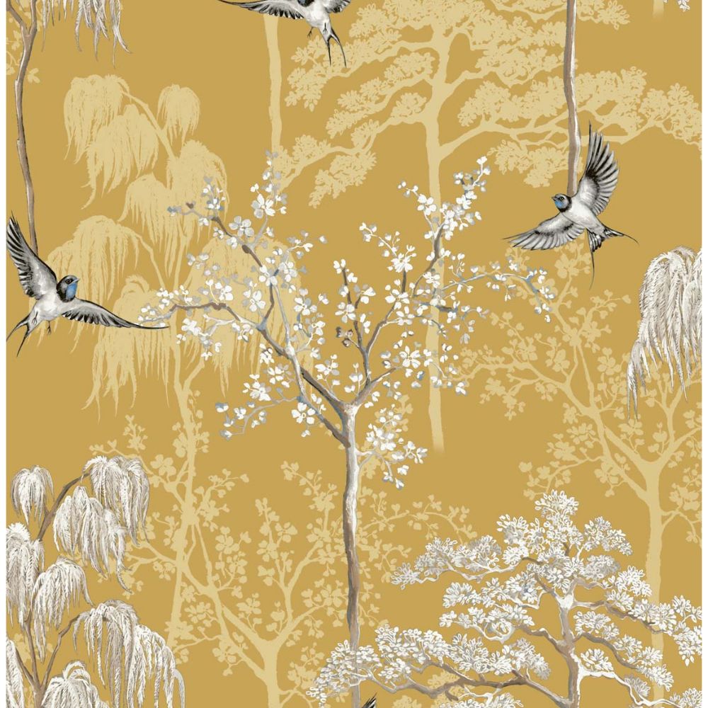 NextWall AS20406 Bird Garden Wallpaper in Ochre