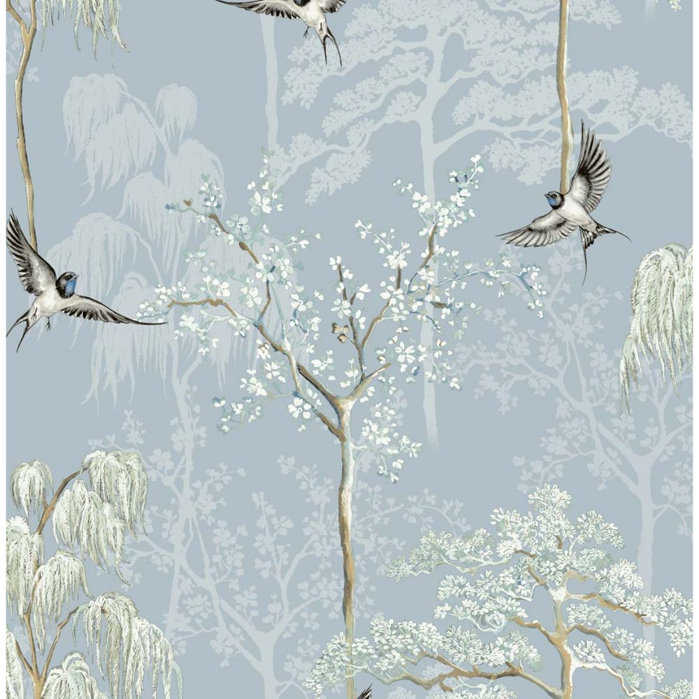 NextWall AS20412 Bird Garden Wallpaper in Light Blue