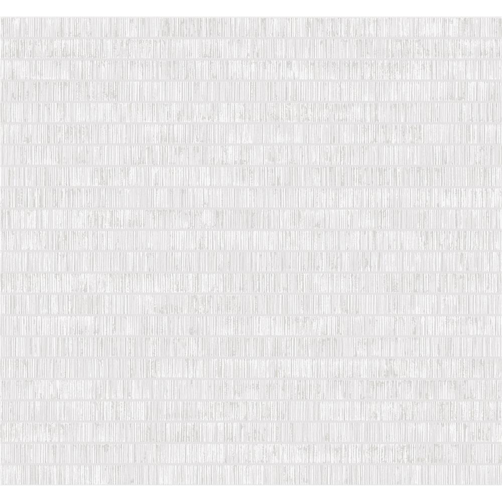 Seabrook Designs AW70500 Casa Blanca 2  Textured Stripe Wallpaper in Metallic Pearl and White
