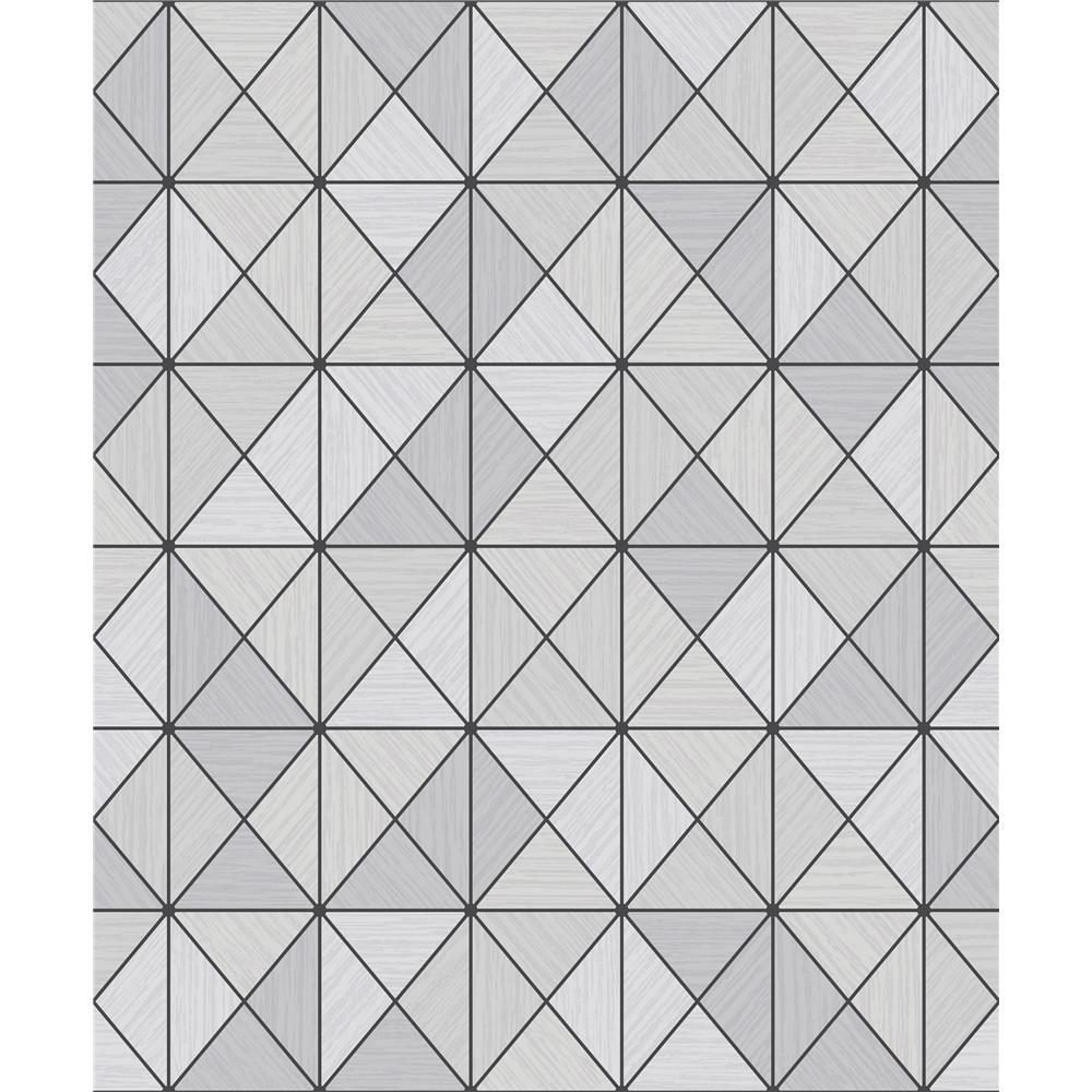 Seabrook Designs AW70620 Casa Blanca 2  Metallic Geo Wallpaper in Metallic Silver and Ebony
