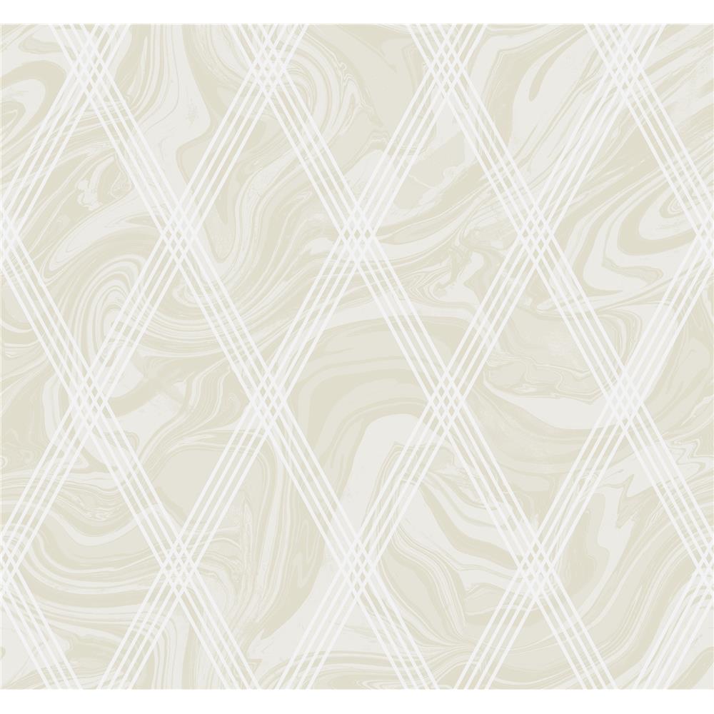 Seabrook Designs AW70905 Casa Blanca 2  Marble Diamond Geometric Wallpaper in Metallic Gold and White