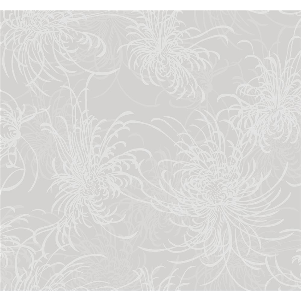 Seabrook Designs AW71508 Casa Blanca 2  Noell Floral Wallpaper in Beige and Off-White