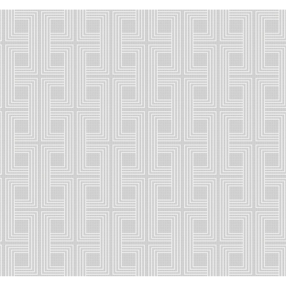 Seabrook Designs AW71600 Casa Blanca 2  Interlocking Squares Wallpaper in Metallic Gray and Off-White