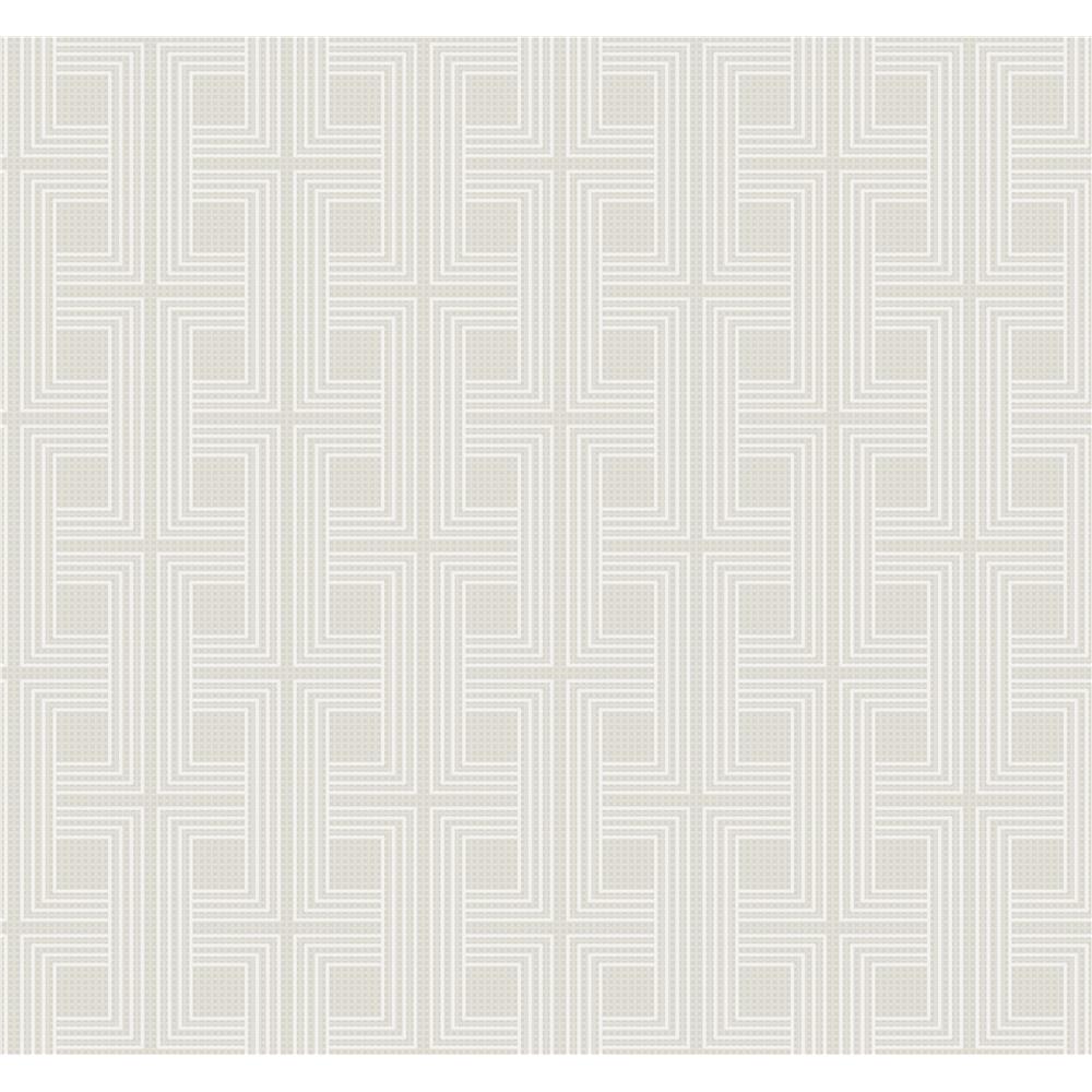 Seabrook Designs AW71603 Casa Blanca 2  Interlocking Squares Wallpaper in Metallic Tan and Off-White