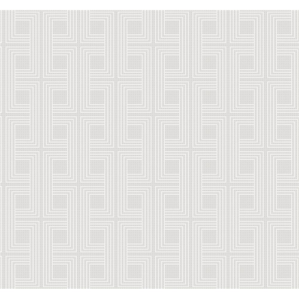 Seabrook Designs AW71607 Casa Blanca 2  Interlocking Squares Wallpaper in Metallic Champagne and Off-White