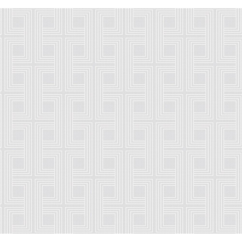 Seabrook Designs AW71610 Casa Blanca 2  Interlocking Squares Wallpaper in Metallic Pearl and Off-White