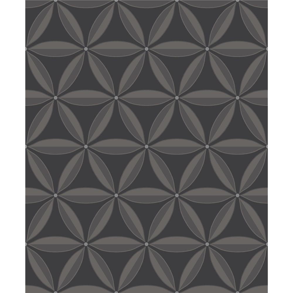 Seabrook Designs AW71710 Casa Blanca 2  Lens Geometric Wallpaper in Ebony and Charcoal