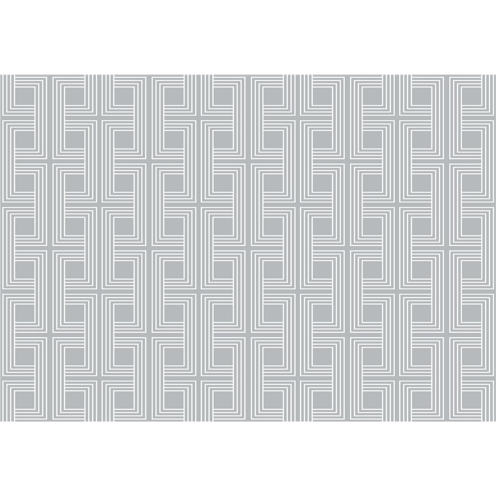 Seabrook Designs AW74827 Casa Blanca 2  Interlocking Squares Cork Wallpaper in Metallic Silver and Off-White