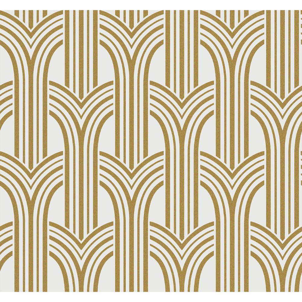 Seabrook Wallpaper BD50406 Déco Arches Wallpaper in Antique Gold & Pearl