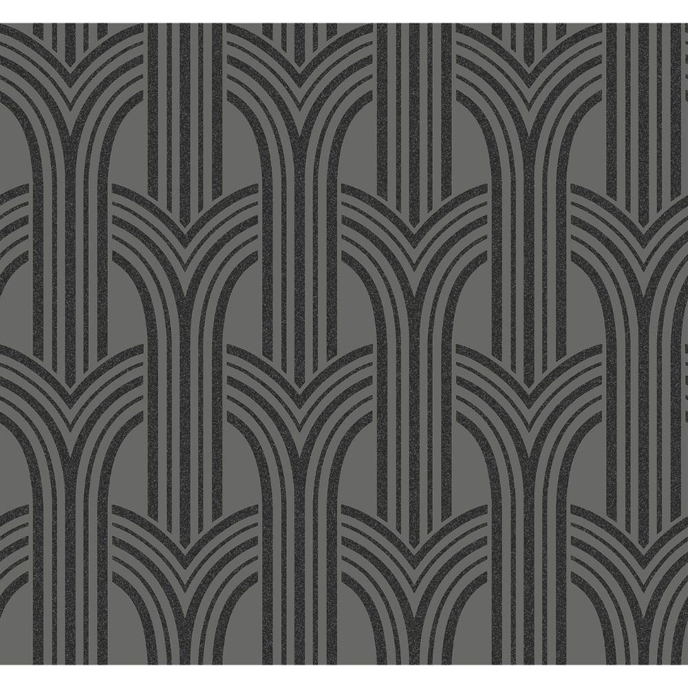 Seabrook Wallpaper BD50420 Déco Arches Wallpaper in Pewter & Galaxy