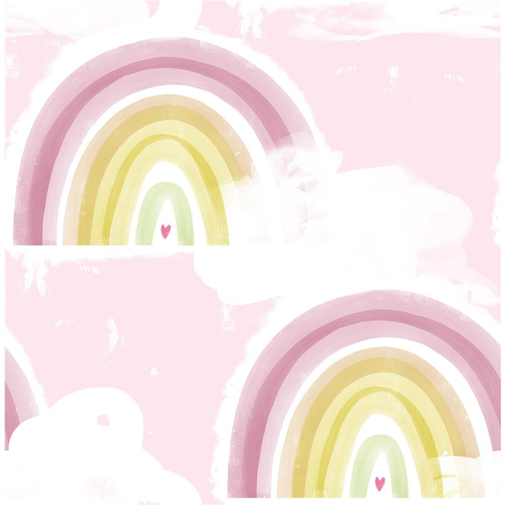 Seabrook Designs DA60201 Day Dreamers Rainbows Wallpaper in Blush