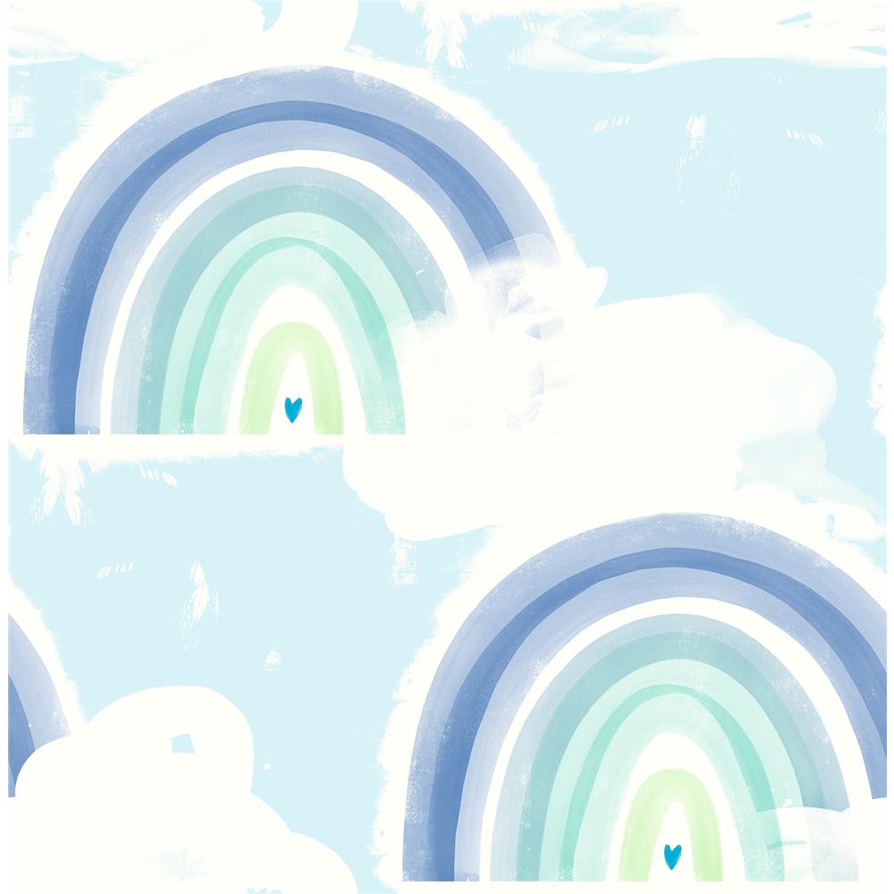 Seabrook Designs DA60204 Day Dreamers Rainbows Wallpaper in Blue and Green