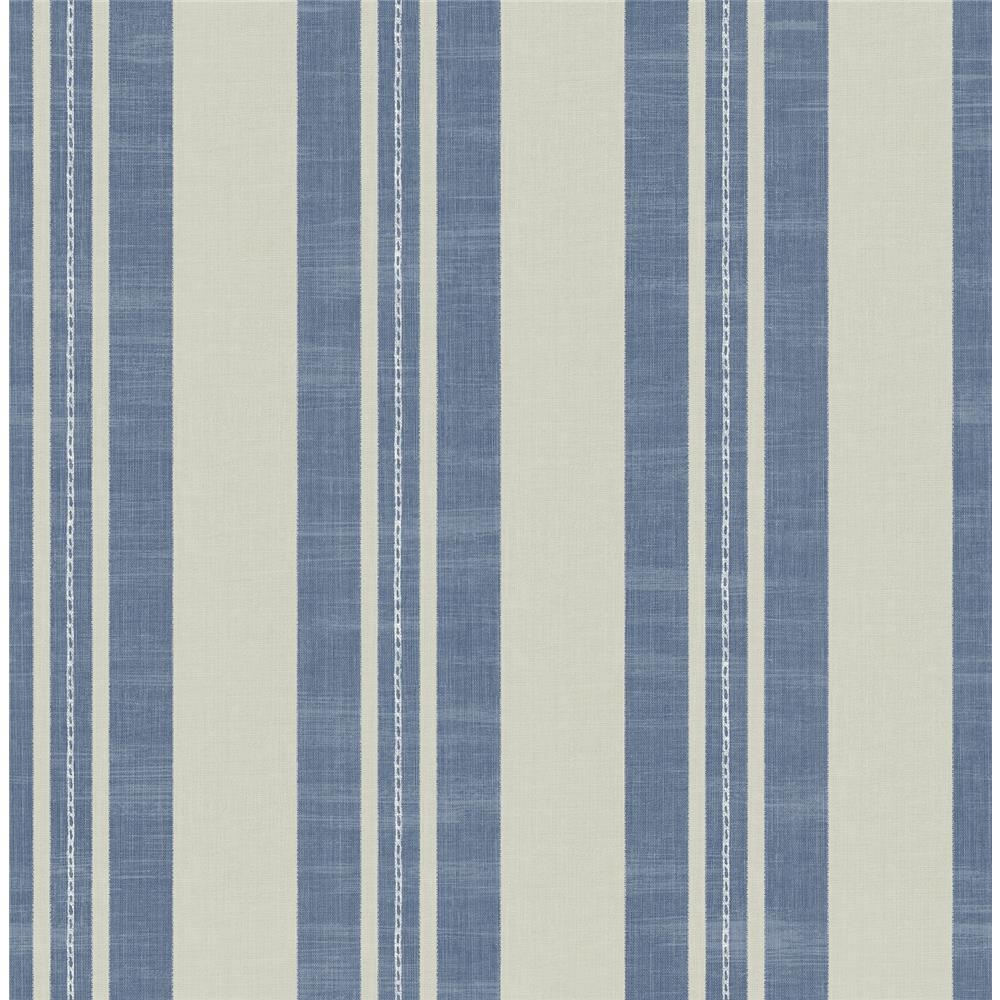Seabrook Designs DA60400 Day Dreamers Linen Stripe Wallpaper in Denim and Soft Gray