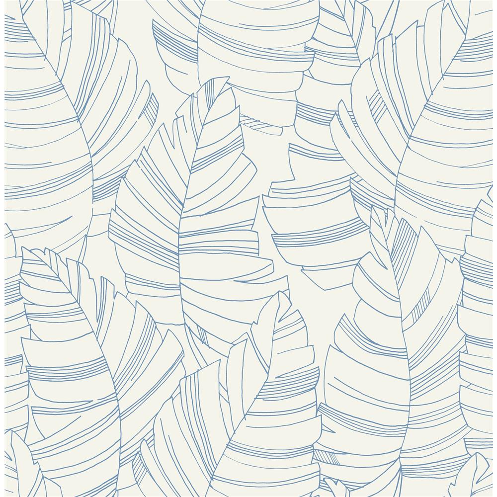 Seabrook Designs DA61402 Day Dreamers Jungle Leaves Wallpaper in Carolina Blue