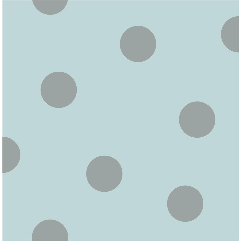 Seabrook Designs DA61604 Day Dreamers Dots Wallpaper in Teal and Metallic Silver