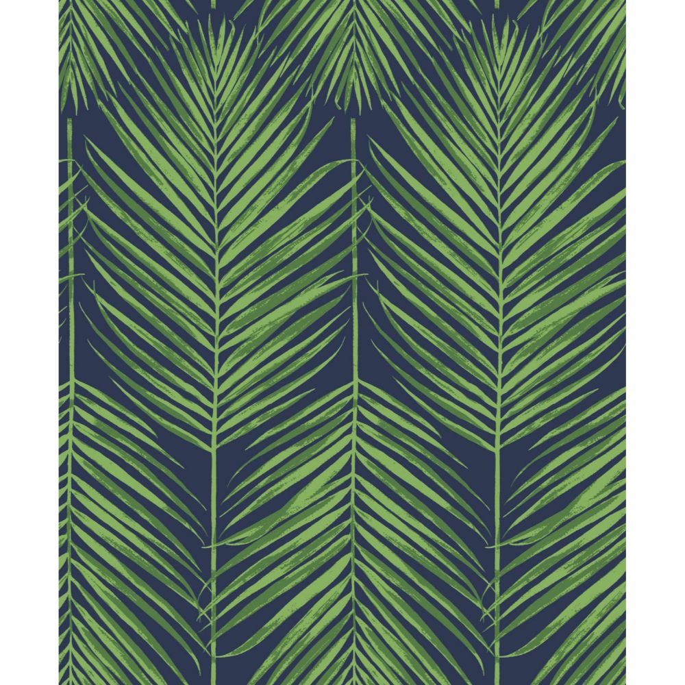 Seabrook Wallpaper ET10714 Marina Palm Wallpaper in Moss Green & Blue