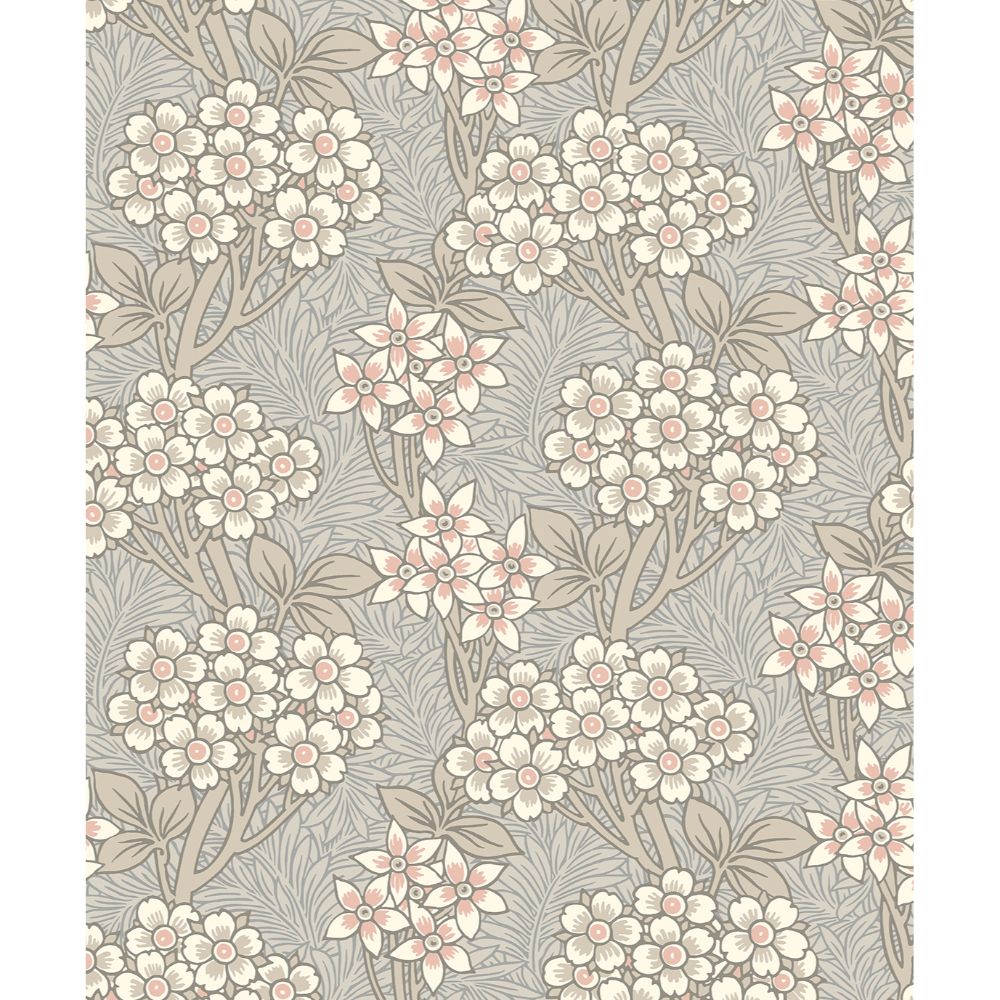 Seabrook Wallpaper ET12016 Floral Vine Wallpaper in Daydream Grey & Rose Petal