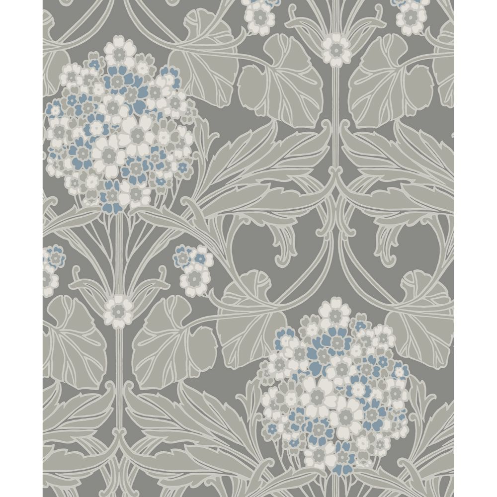 Seabrook Wallpaper ET12105 Floral Hydrangea Wallpaper in Daydream Grey & Carolina Blue