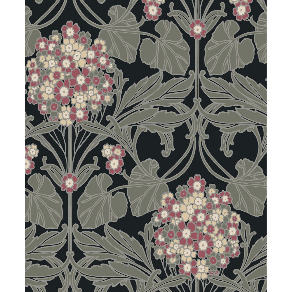 Seabrook Wallpaper ET12110 Floral Hydrangea Wallpaper in Ebony & Rose