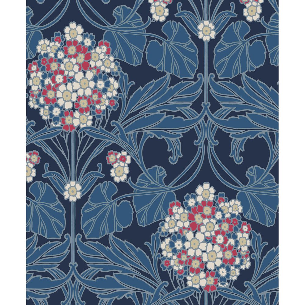 Seabrook Wallpaper ET12112 Floral Hydrangea Wallpaper in Naval Blue & Raspberry