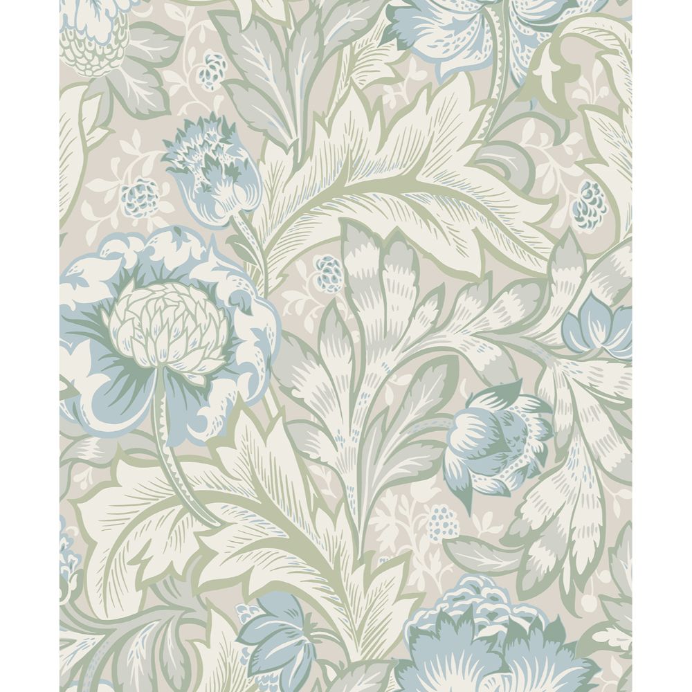 Seabrook Wallpaper ET12304 Acanthus Garden Wallpaper in Powder Blue & Green Mist
