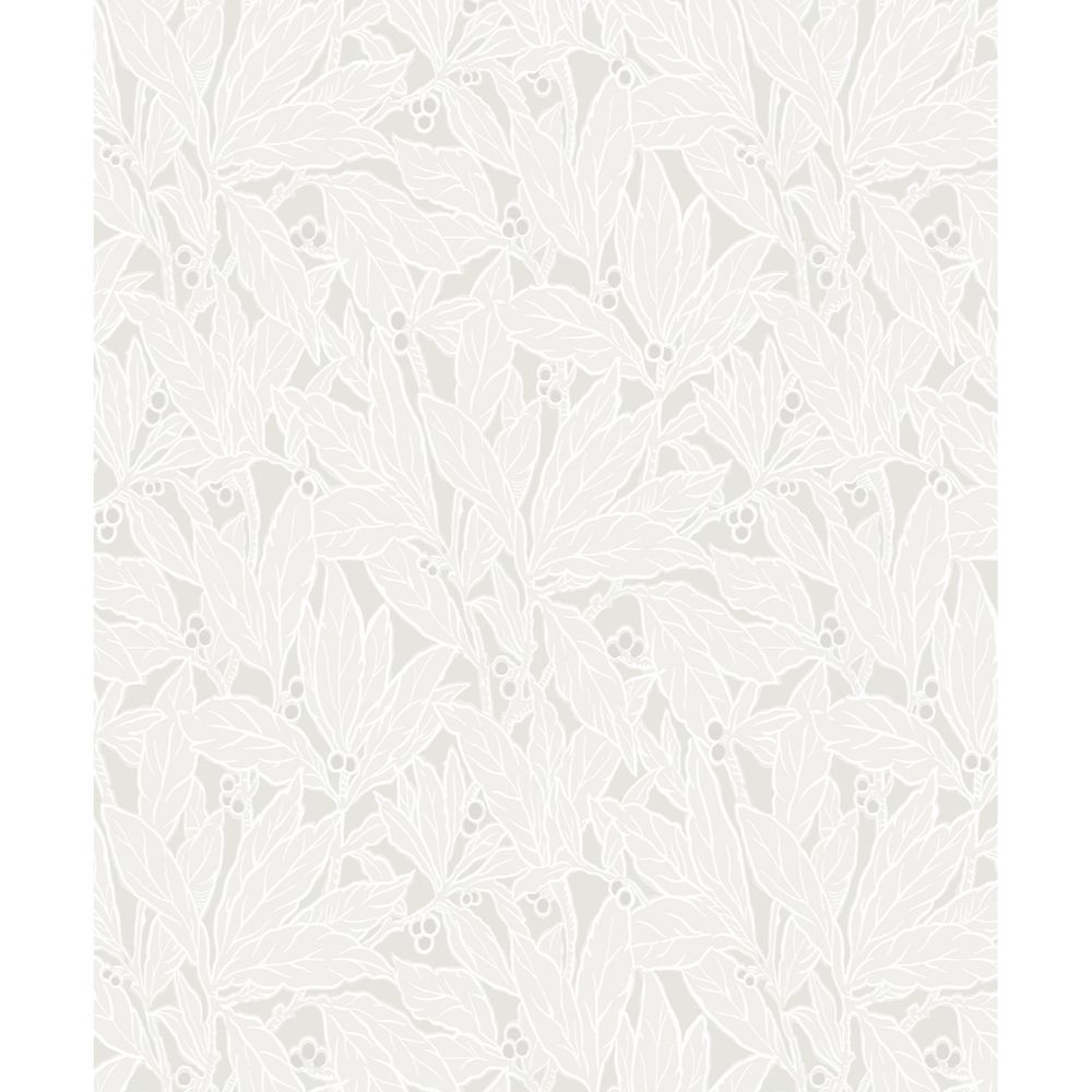 Seabrook Wallpaper ET12805 Leaf and Berry Wallpaper in Dove & Metallic Pearl