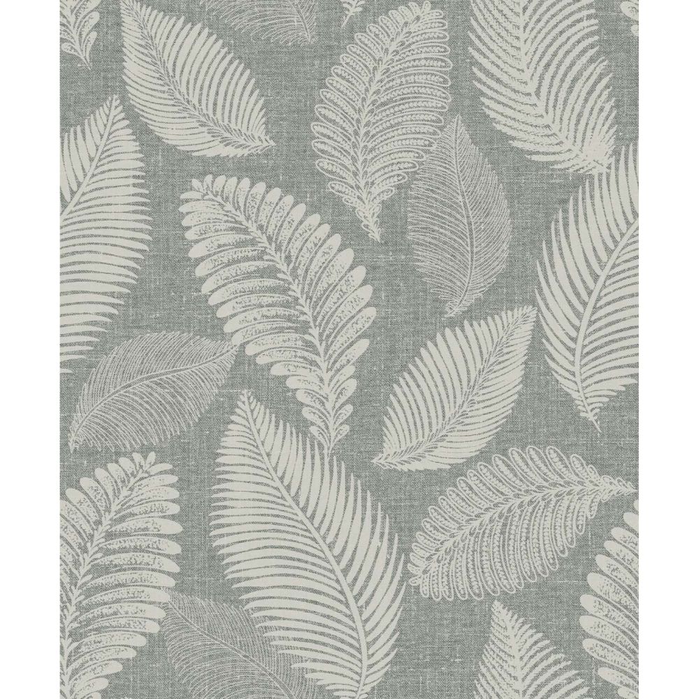 Seabrook Wallpaper EW10010 Tossed Leaves Wallpaper in Charcoal Linen
