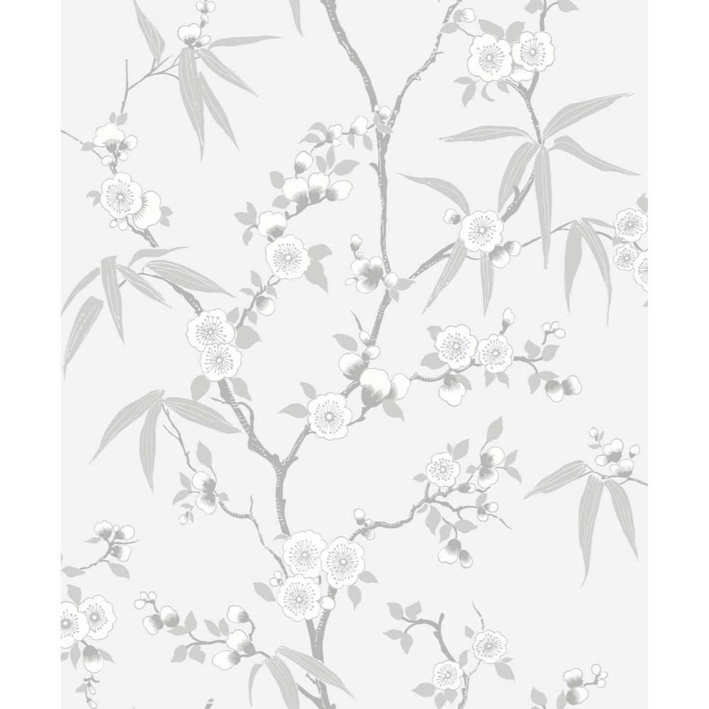 Seabrook Wallpaper EW11108 Floral Blossom Trail Wallpaper in Soft Grey