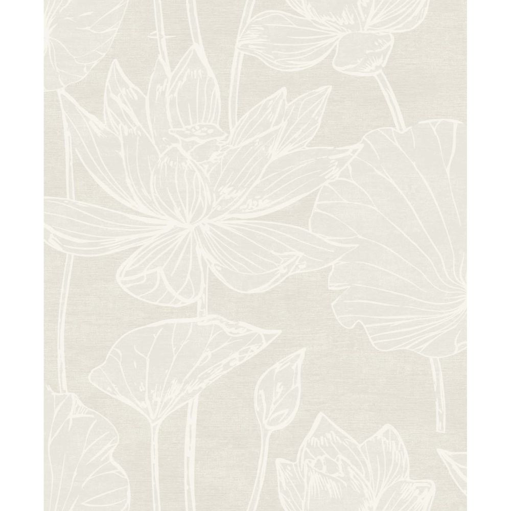 Seabrook Wallpaper EW12005 Water Lilies Wallpaper in Pearlescent