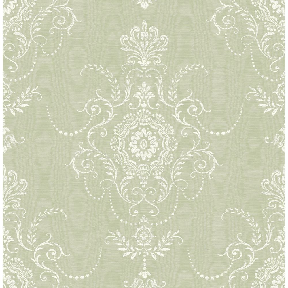 Seabrook Wallpaper FC60304 Colette Cameo Wallpaper in Washed Green