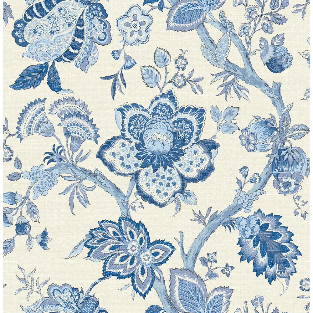 Seabrook Wallpaper FC60402 Bernadette Jacobean Wallpaper in French Blue